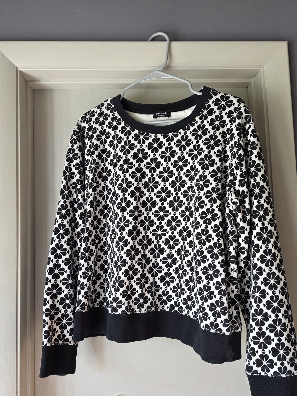kate spade Black & White Spade Flower  Crewneck Sweatshirt